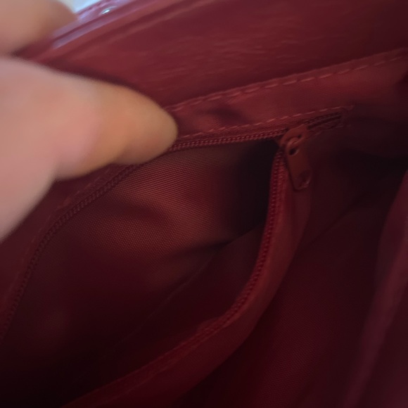 Studded red handbag/clutch. Vegan leather with silver metal accents. - Picture 6 of 6